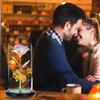 Galaxy Rose Lamp with Butterfly & Colorful LED Lights Artificial Rose in Glass Dome Battery Powered Romantic Gift for Wedding Home Decor