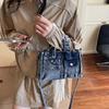 Bolso Cuadrado Pequeño de Mezclilla Bolso de Hombro Cruzado para Mujer