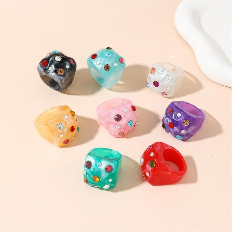 Contemporary Resin Cocktail Ring Featuring 3D Wrinkled Design And Brilliant Crystal Embellishments Finger Accessory