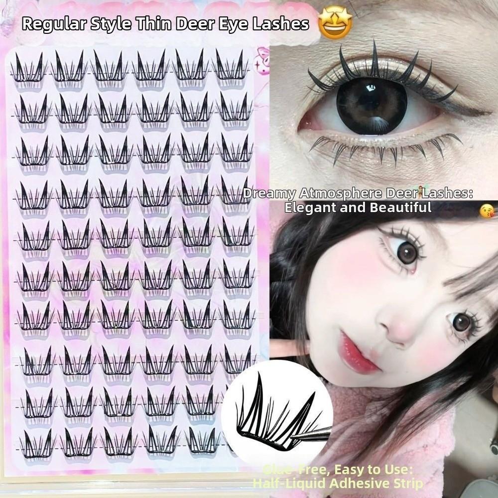 7-12MM Self Adhesive False Eyelashes Black Deer Style Fake Eyelashes DIY Lashes Extension Party 60 Clusters