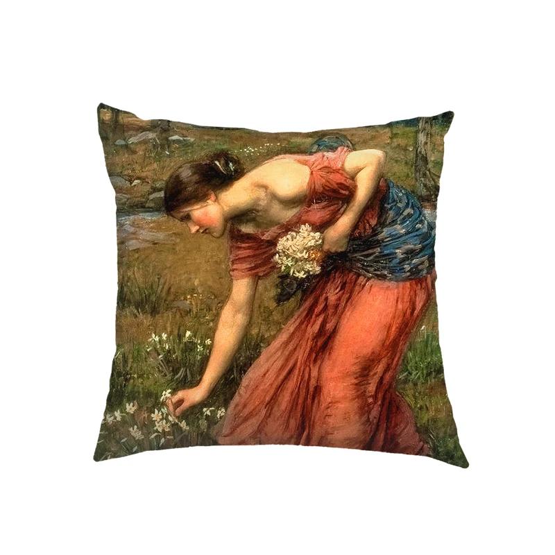 Artist John William Waterhouse Cushion Cover Religious Goddess Angel Pillowcase for Sofa Home Decor Throw Pillow Case Covers