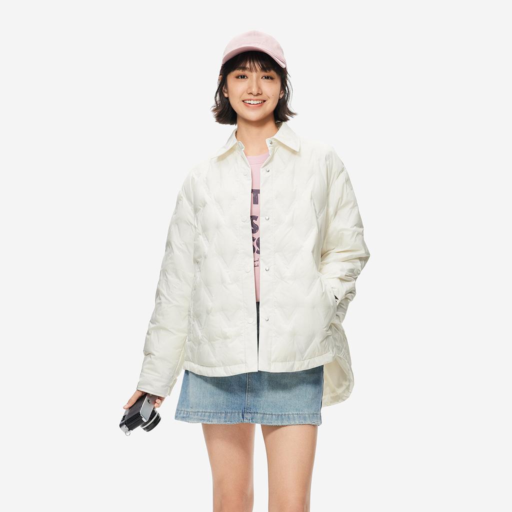 Li Ning Hot Pot Down Series Water-Resistant Solid Color Turn-Down Collar Casual Outdoor Versatile Short Winter Down Jacket Women Outerwear AYMU230-1