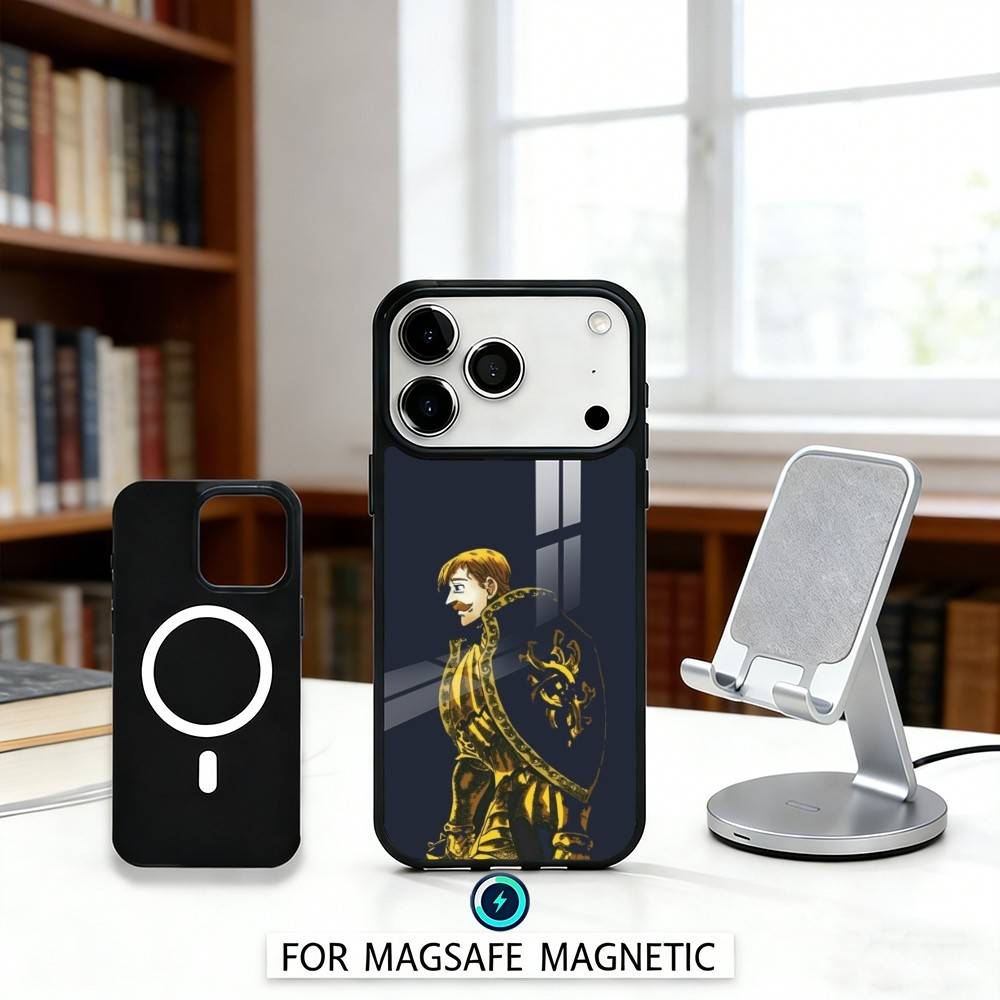 E-Escanor S-Sun Cartoon Phone Case Magnetic For iPhone17 16 15 14 13 12 Pro Max For Magsafe Wireless Charging Cover