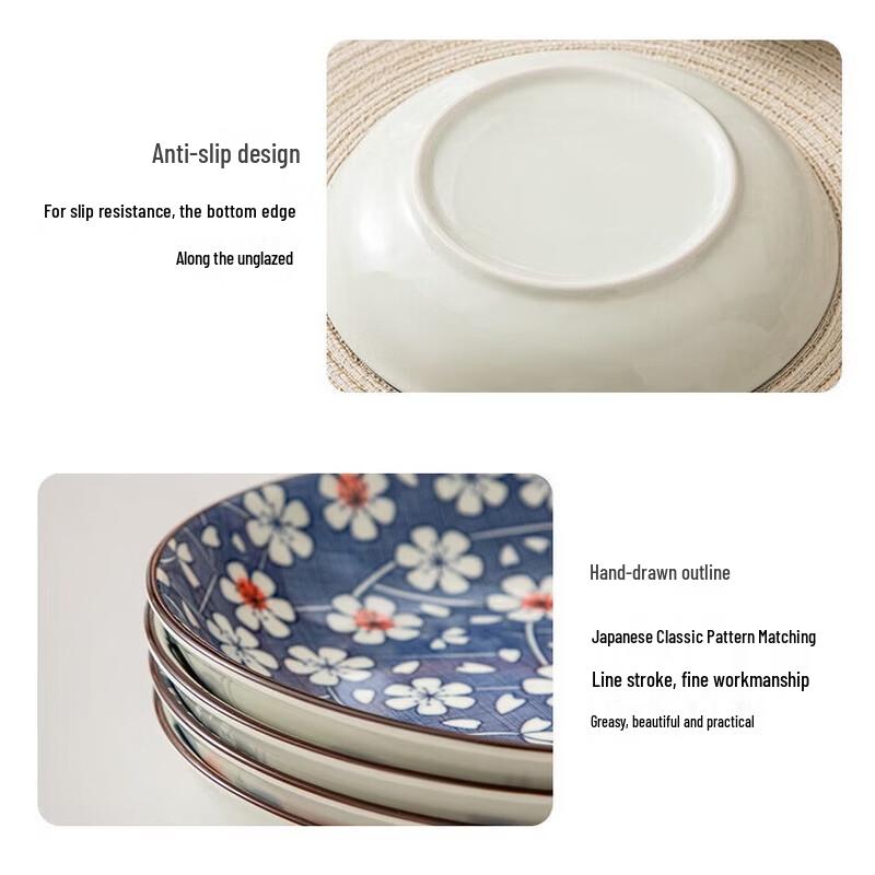 Diren Underglaze Ceramic Round Serving Plate, Watercolor Floral