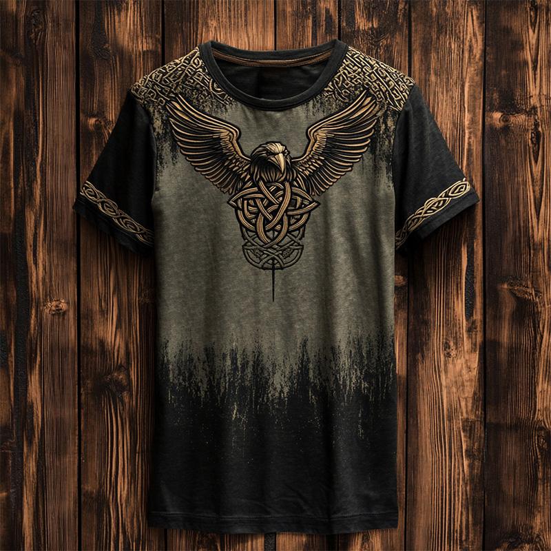 Vintage Men's Short-Sleeve T-Shirt Ethnic Print Casual Crew Neck T-Shirt Top Hip-Hop Street Style Outdoor Plus Size Tees Top Women Clothing