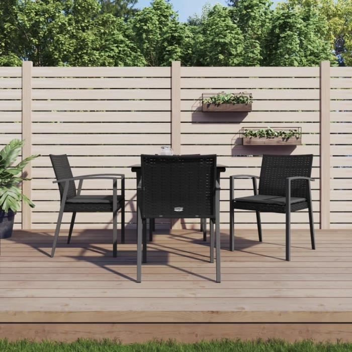 VidaXL Ensemble à manger de jardin 5 pcs coussins résine tressée acier 3186972