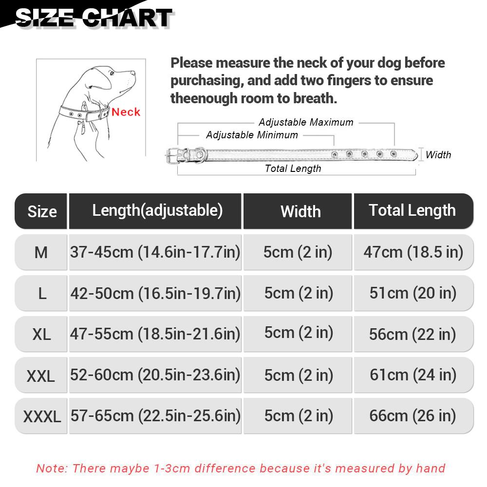 Width 2 Inch Anti-bite Spiked Dog Collars Adjustable PU Leather Necklace Heavy Duty Sharp Rivets Pet Collar Outdoor Dog Walking