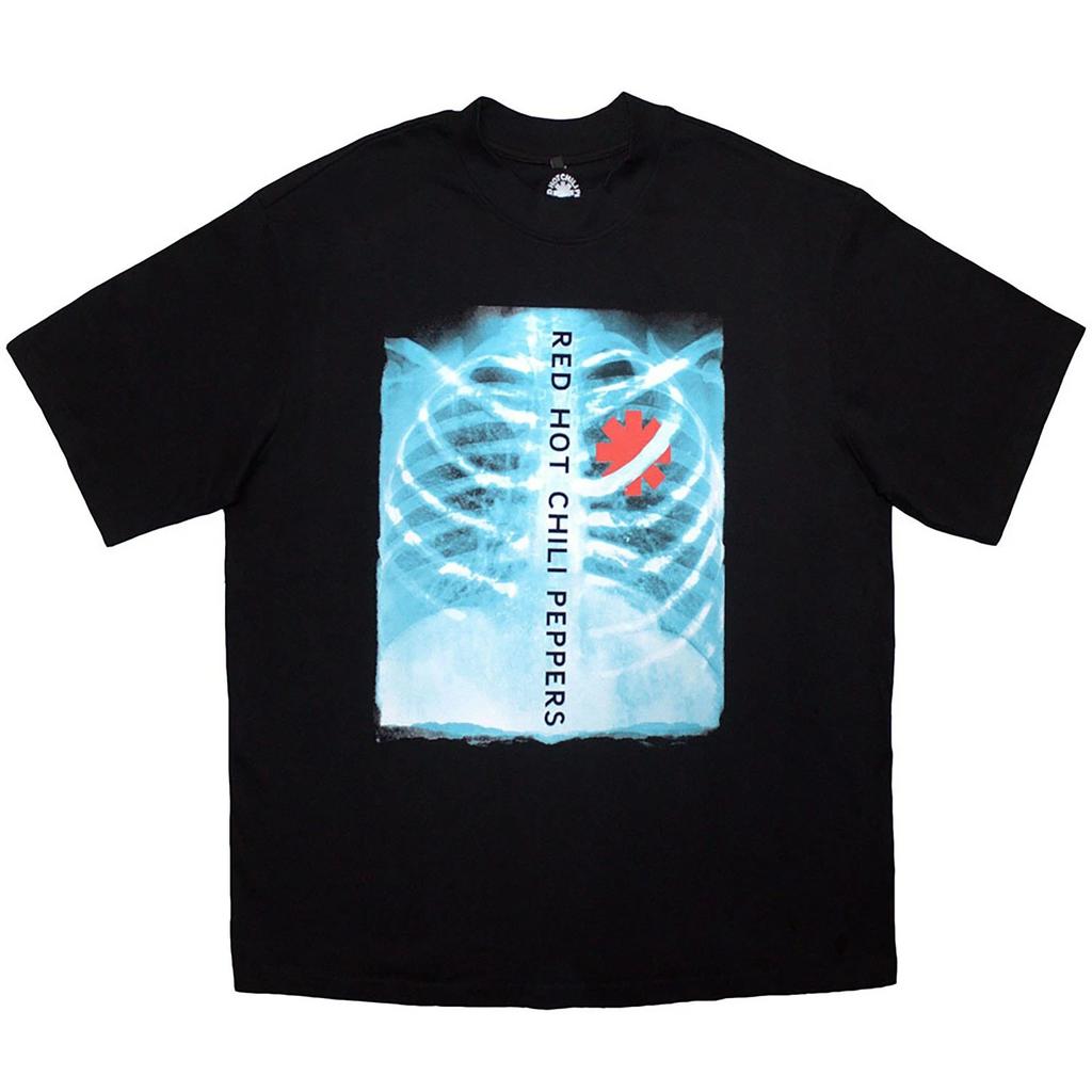Herren Rotes Heißes Chili-Pfeffer X-Ray Übergroßes Kasten-T-Shirt Vintage T-Shirt Groß Schwarz