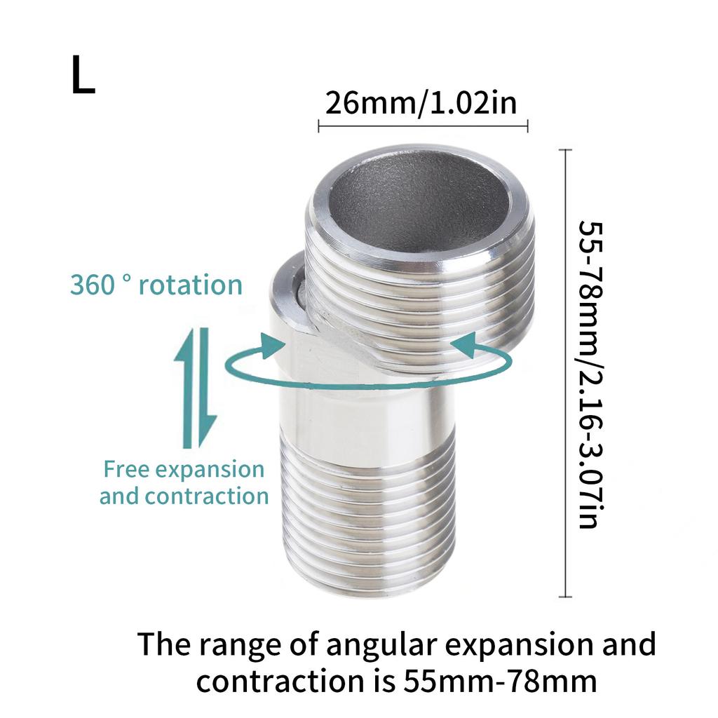 2pcs Multipurpose Stainless Steel Shower Connectors 360 Degree Swivels Designs for Flexible Water Flows Adjustment