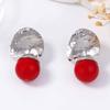 Light luxury fashion personality literary and retro design sense spherical alloy scallop earrings Hong Kong style temperament earrings
