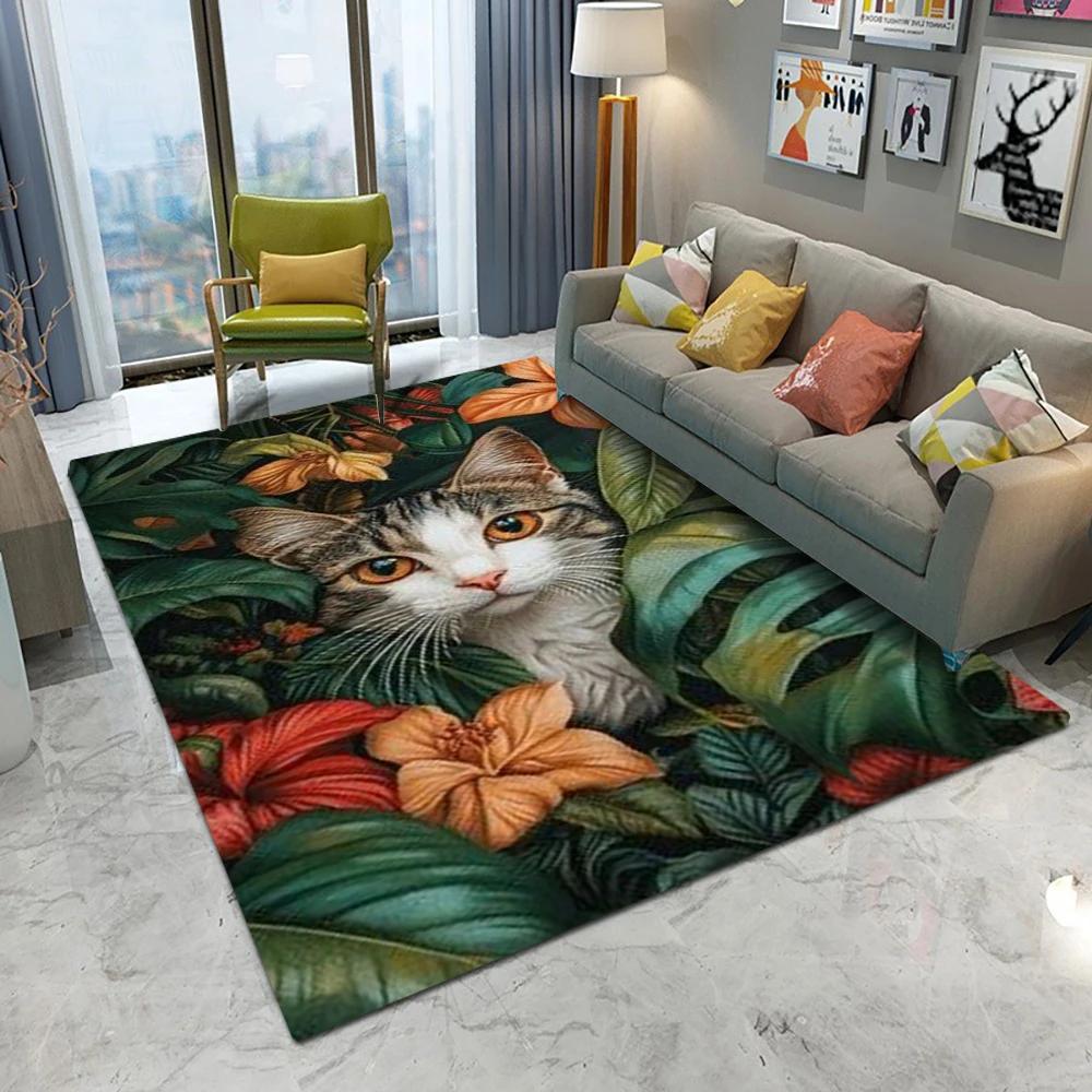 

Милий Кіт Квіти Килим Мультяшний Вітальня Спальня Кухня Диван Вхідний Килимок Нековзкий Праний Дім Красива Дівчина Декор Килимок 50X80CM