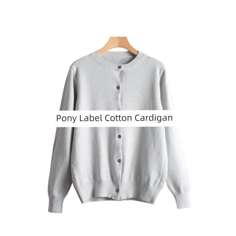 

Niunijia Autumn New Women s round Neck Minimalist Plaid Easiest for Match Knitting Cardigan Outwear 8042 Off-White (black pony) 2XL