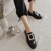 Fashion Famous  Crystal Square Buckle Flats Women Japanned Leather Brogue Shoes British Oxford Creepers Derby Shoes Woman Loafers