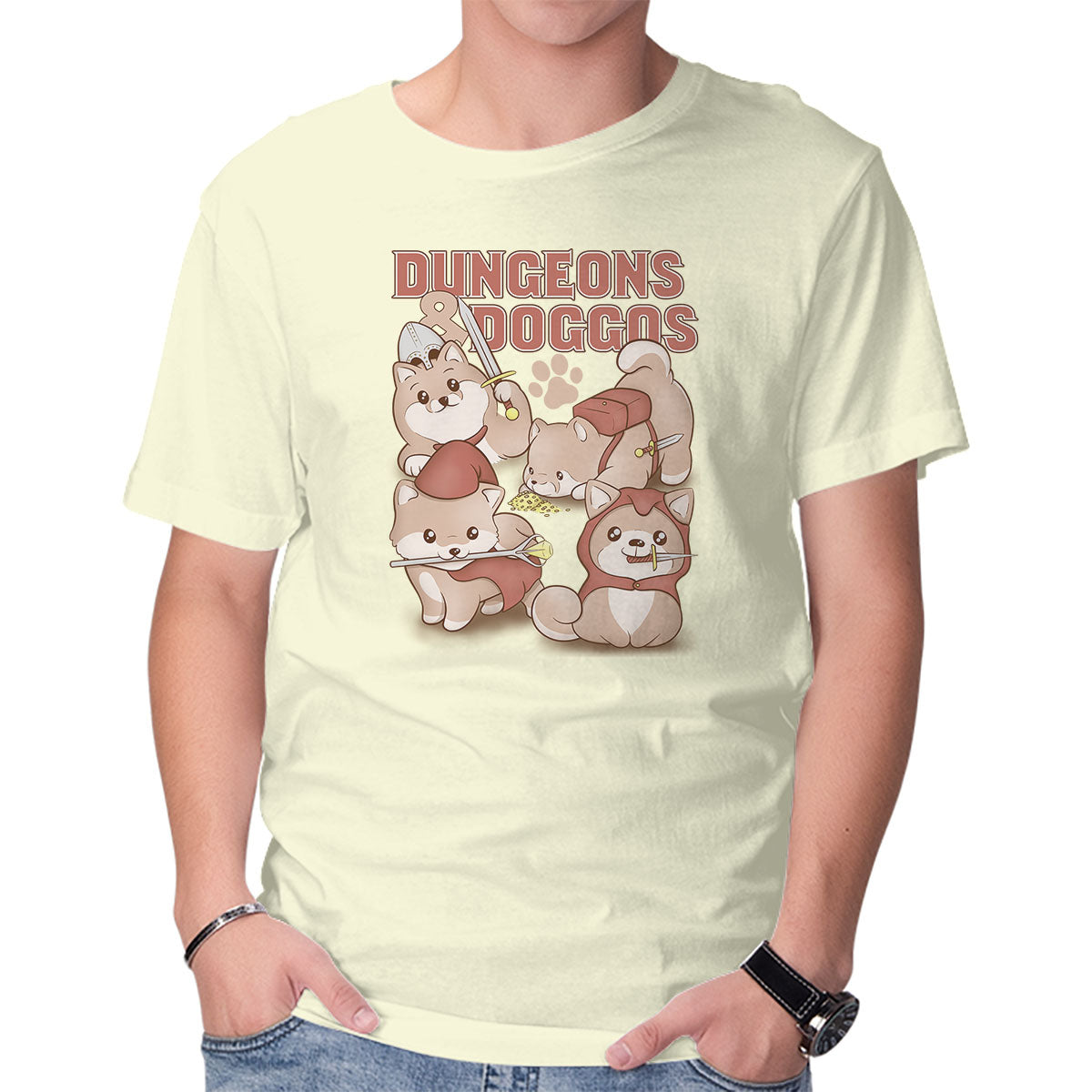 Unisex Crew Neck T-Shirt Dungeons and Doggos Graphic Short Sleeve Casual Tee XL