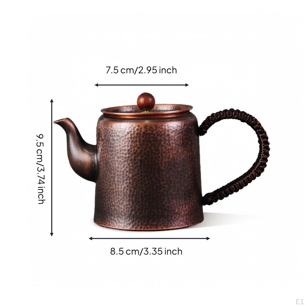 Copper Teapot Handmade Tea Kettle Hammered with Loop Handle for Home Pure