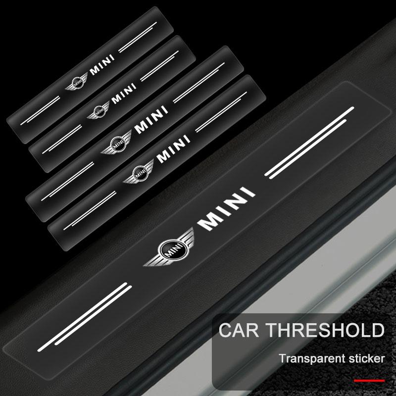 4Pcs Car Threshold Strip Transparent Sticker Decorative Badge For MINI F54 F55 F56 R56 R60 SONE Roadster Clubman Coupe