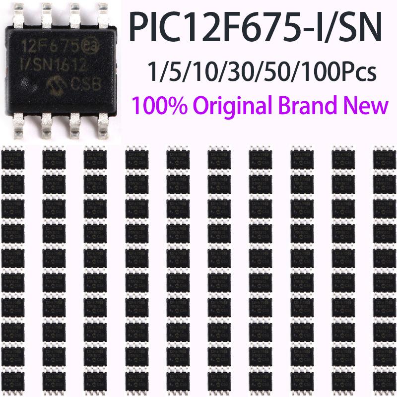 1~100Pcs PIC12F675-I/SN Sop8 Package 8 Bit Flash Memory Pic Microcontroller Integrated Circuit Chip For Electronic Diy Circuit