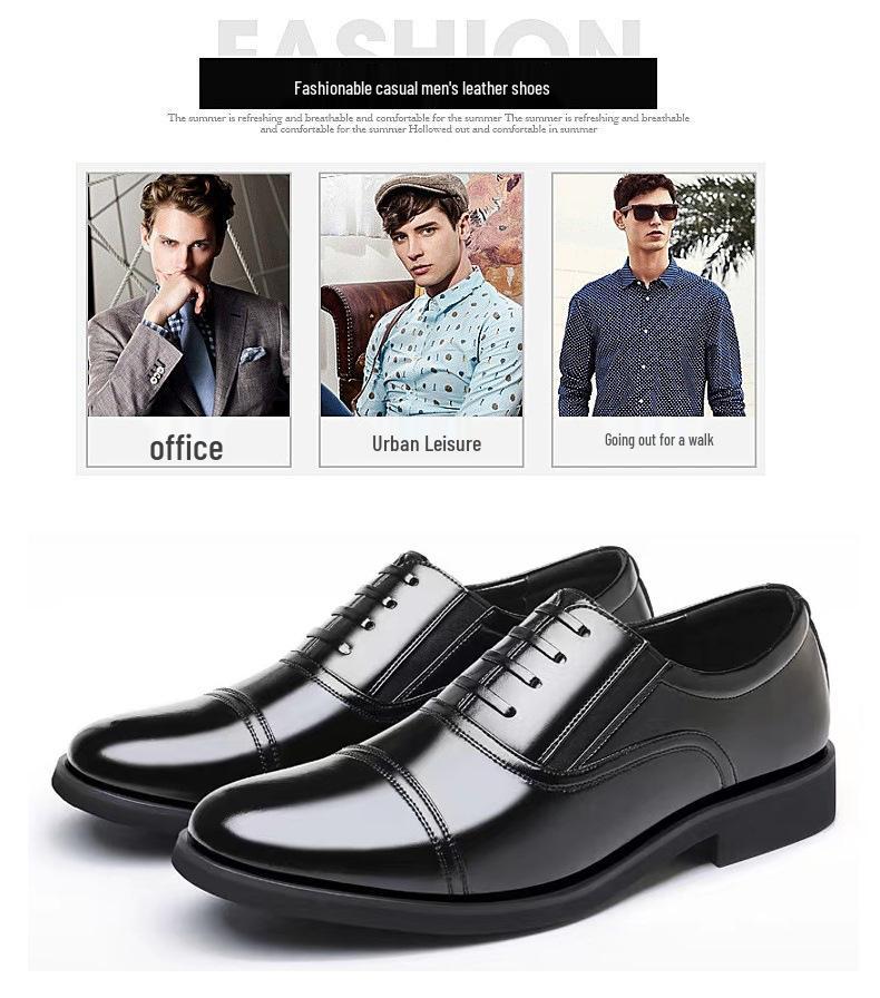 Men's British Style Pointed Toe Leather Shoes - Three-Piece Set for Autumn Fashion, Business, Casual Occasions