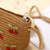 Children Foldable Woven Straw Bag Summer Girl Shoulder Bags Red Cherries Kids Handbags Beach Travel Crossbody Bags Small Wallets