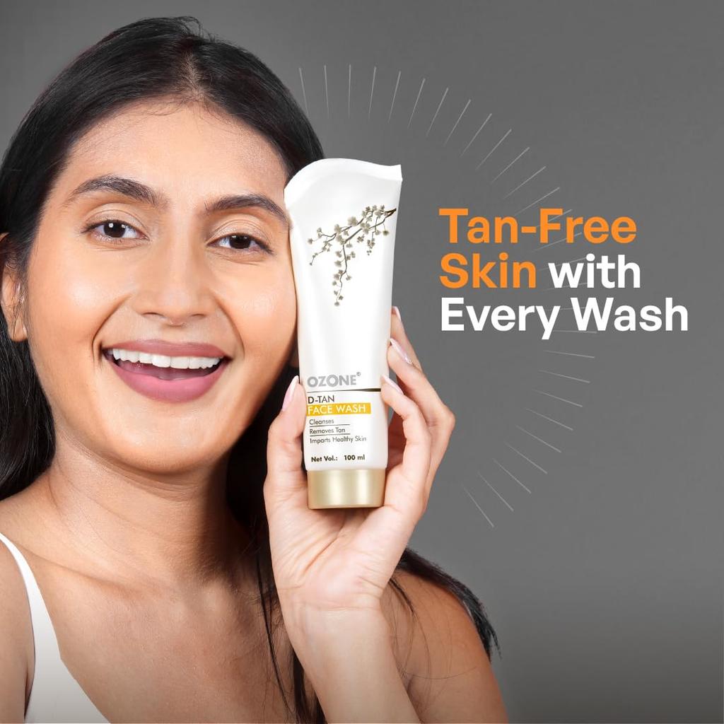 Ozone D-Tan Face Wash 100ml with Lactic Acid, Green Tea & Licorice