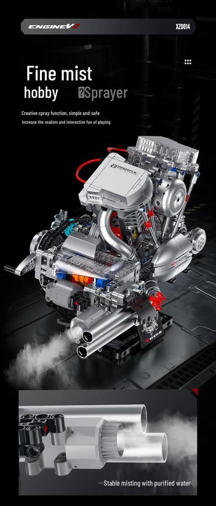 Harley Motorcycle Engine Building Blocks Toy with Light and Sound Effects - Compatible Bricks Display Item