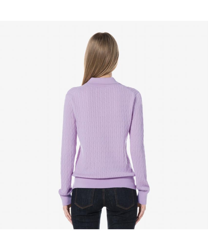 LACOSTE Women'S Cable Open Collar Sweater Af197E-54N Gfu