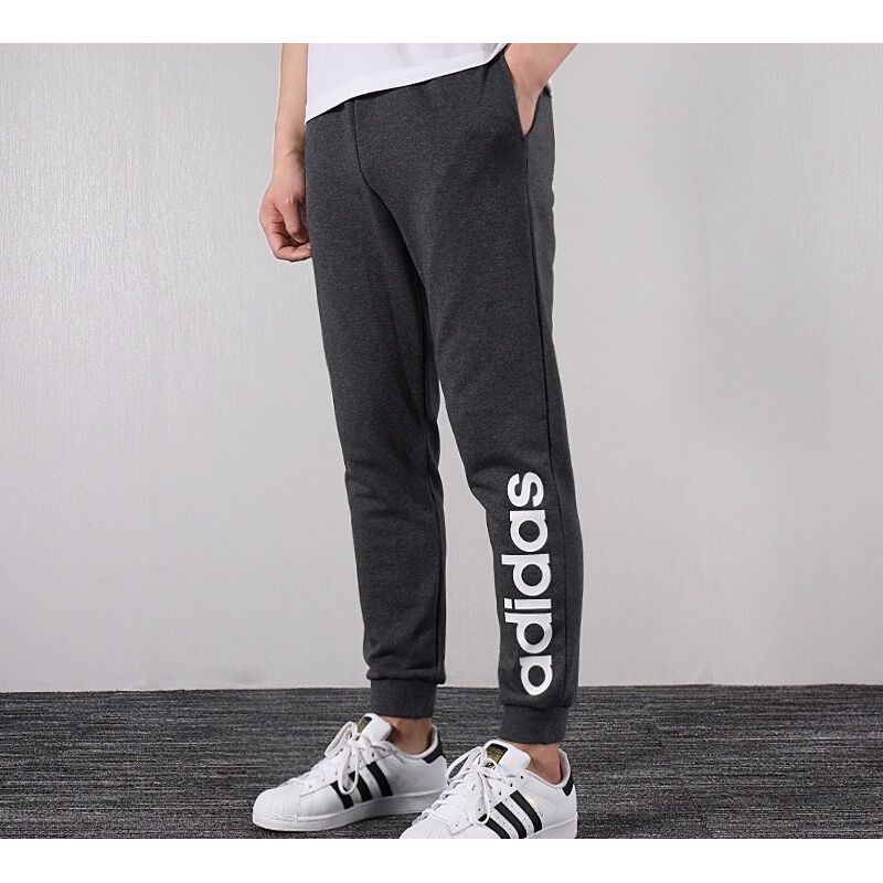 Adidas Neo Logo Print Joggers Men Bottoms Grey DZ5604
