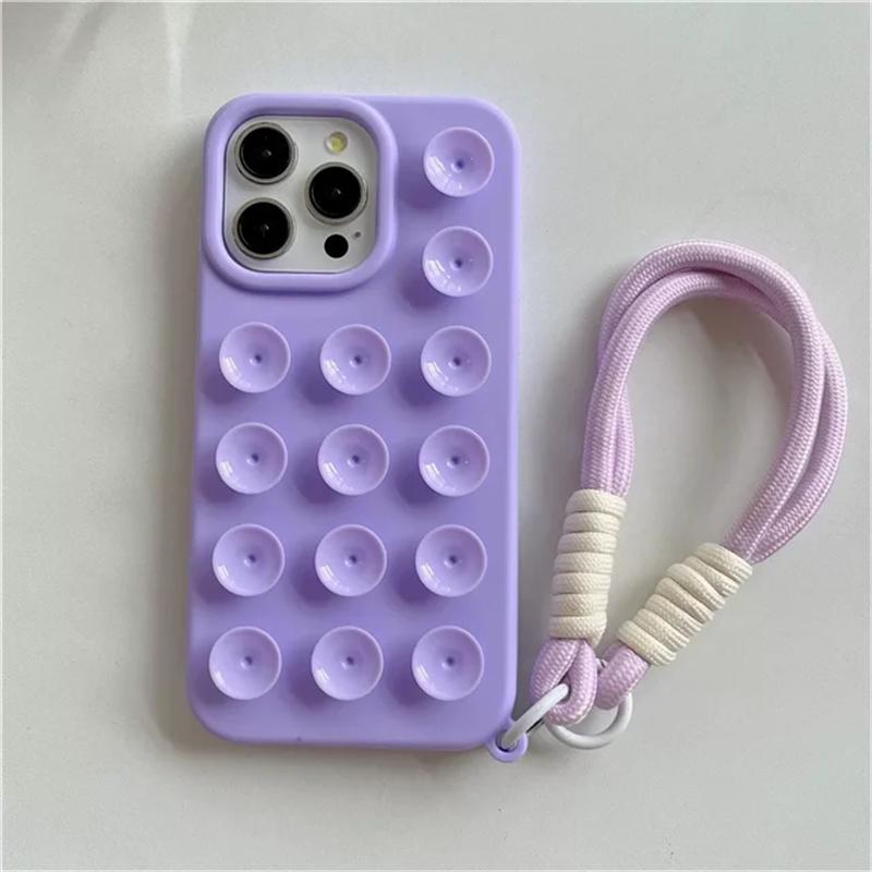 Für iPhone 16 Pro Max Luxus Saugnapf Airbag mit Lanyard Telefon Fall für iPhone 12 13 14 15 Plus Soft Frame Schutzhülle