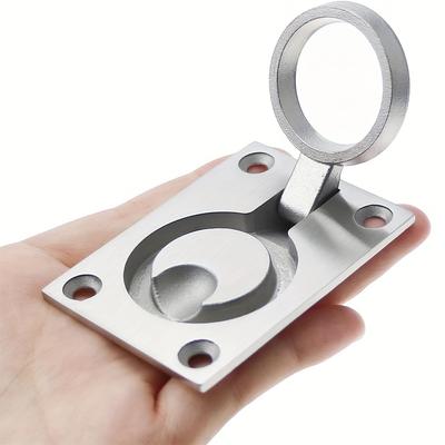 2pcs Stainless Steel Square Flush Pull Ring Handle Concealed Recessed Furniture Cabinet Handle with Screws Durable Mounting
