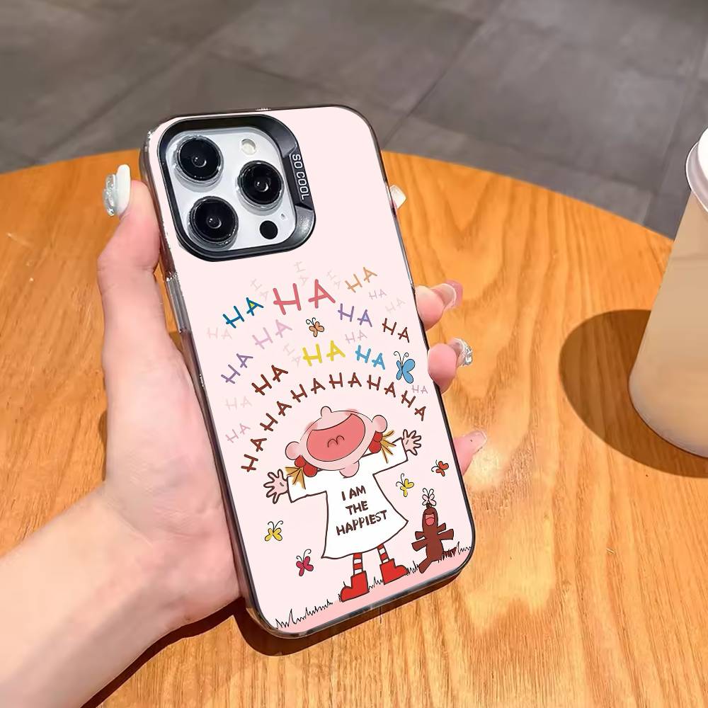 Cute Cartoon Art COCO-chanS Phone Case For iPhone17 16 15 14 13 12 Pro Max Grey Black Matte Laser Metallic Aurora Funda iPhone15plus