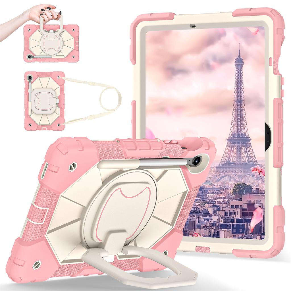 For Samsung Galaxy Tab S10 FE/Tab S9/Tab S9 FE.360° Rotating Grip Heavy Duty Protection Stand TPU+PC 3in1 Anti-knock Shockproof Tablets PC Case