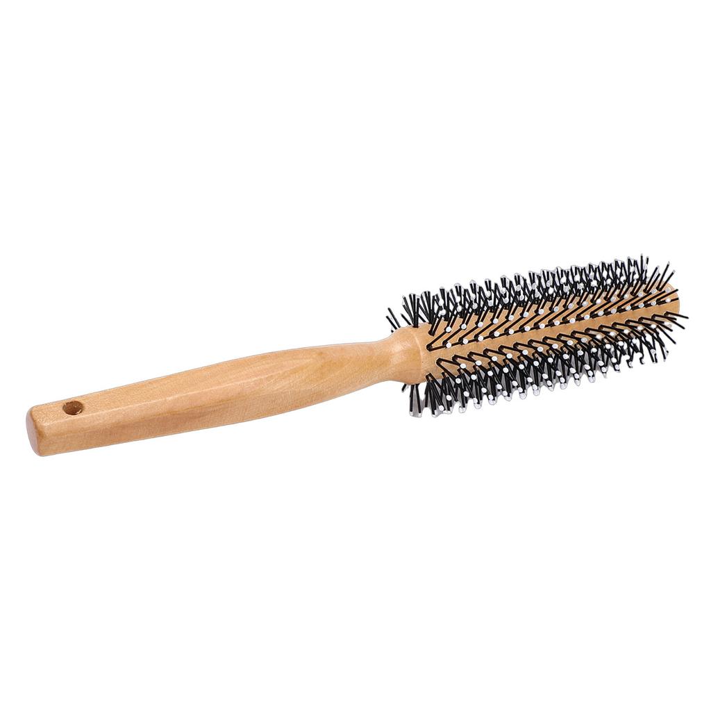 Round Hair Brush Smoothing Hair Reduces Frizz Wooden Round Curling Roller Comb with Anti Static Handle for Men Women