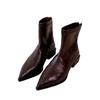 Schafsleder~ Französische spitze Stiefeletten Damen 2025 neue Pendler dicker Absatz dünne Stiefel super angesagt Herbst Chelsea Boots