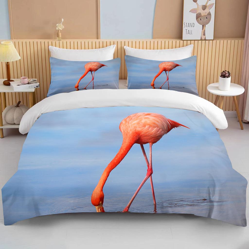Flamingo cartoon cute bear kawaii Christmas gift king size double bed children's bedding microfiber or polyester duvet cover set
