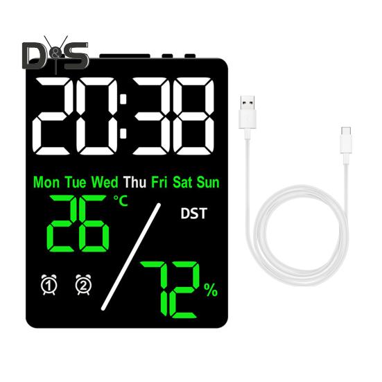Multifunctional Large Screen Digital Alarm Clock Brightness Adjustment Humidity Temperature Display Desktop Clock