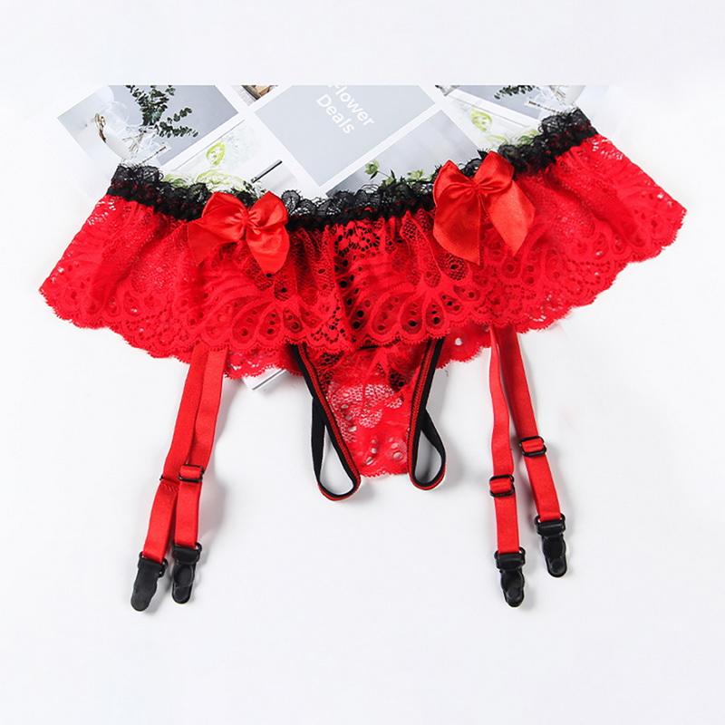 Women Sexy Lace Transparent Thigh-Highs Garters With Panties Adjustable Suspender Belt For Stockings Female Erotic Underwear