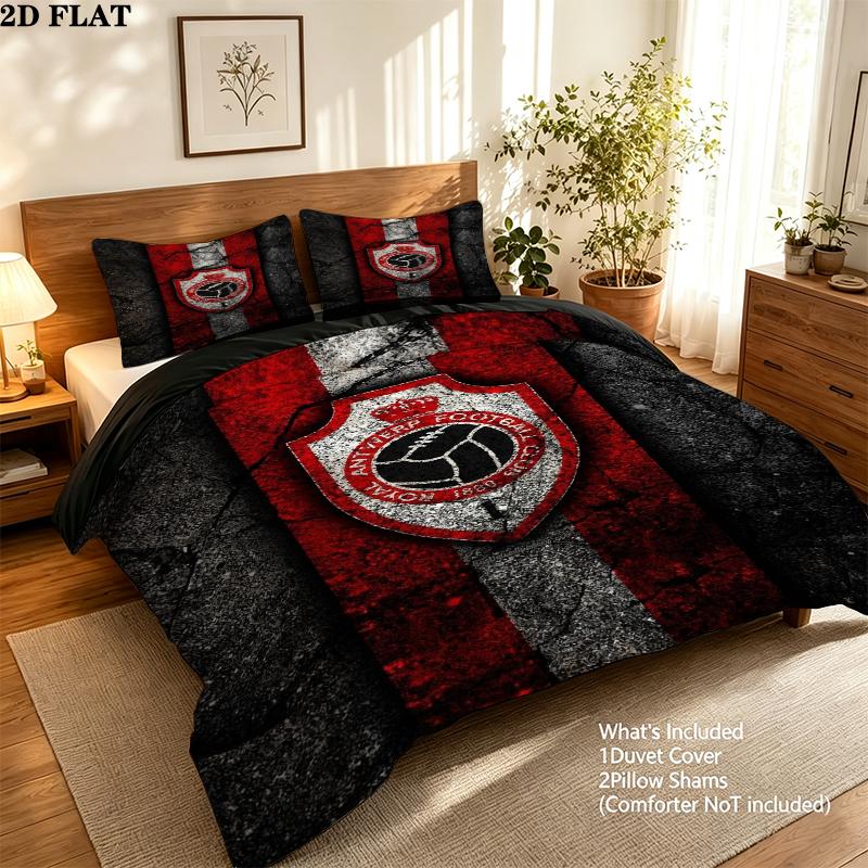 Royal Antwerp Fc Pattern Bedding uilt Set uilt Cover Pillowcase Home Decoration Birthday Gift (1 * duvet cover + 2 * pillowcase without core)