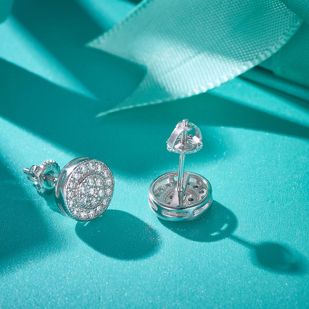 925 Silber Moissanit Hochzeitsohrringe für Bräute Runde 925 Sterling Silber Damen Moissanit Ohrstecker