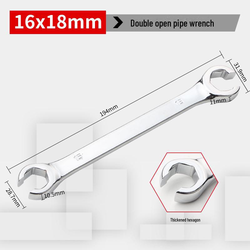 Dual Head Hex Open-End Wrench for High-Pressure Oil Pipe and Brake Pipe Disassembly