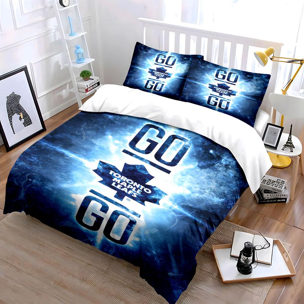 "Toronto Maple Leafs Ice Hockey Design" Print Bedding Set Duvet Cover Pillowcases (1* Duvet Cover 2* Pillowcases Do Not Include Comforter)