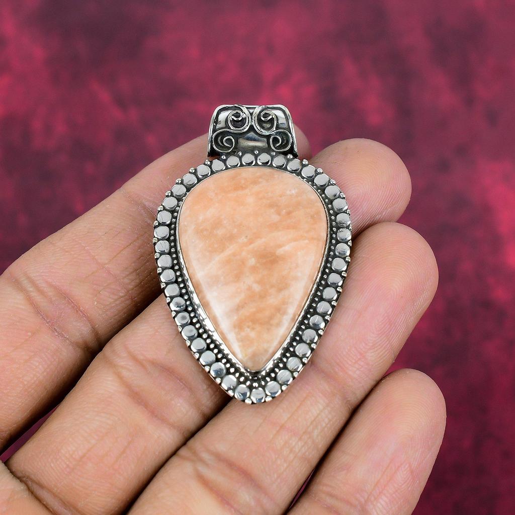Orange Aventurine 925 Solid Sterling Silver Pendant, Handmade Gemstone Pendant , Gift For Mom Antique Jewelry