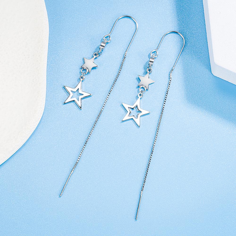 Fashion Star Zircon Tassel Ear Hook: Elegant, Cute, Anti-Lost Five-Pointed Star Earrings for Women