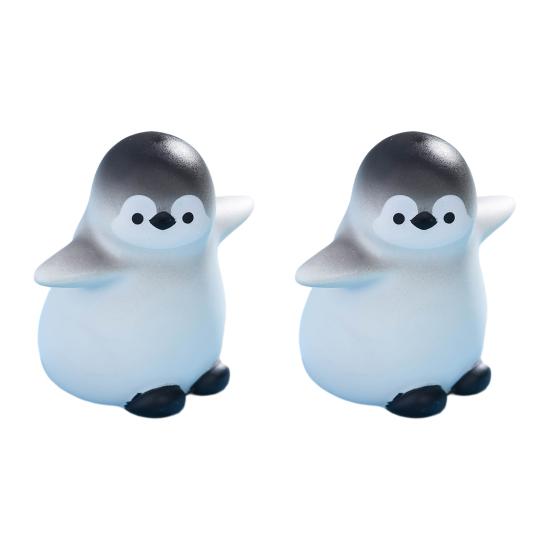2 Pcs Miniature Penguin Figurines, Cute Tiny Resin Penguin Figures, Mini Arctic Animals Cake Topper for Fairy Garden, Micro Landscape, DIY Crafts
