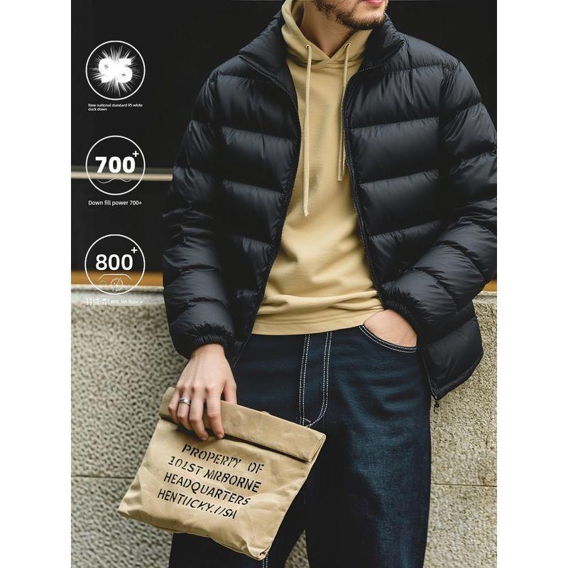 95% Duck down Outdoor Sports Lightweight Ribbed down Jacket for Men, Winter Stand Collar Cotton Coat, Export Men's Cotton Clothing