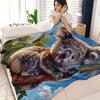 1pc 1pcs Cute Koala Plush Blanket Suitable for All- Cozy Bedspread, Retro Flannel Sofa Throw with Koala Print, Soft Bedding for Travel,, Office - Hand