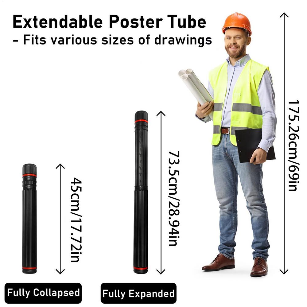 

Poster Tube Art Storage Tube Box WaterProof Adjustable Scalable Painting Cylinder With Shoulder Straps Drawing Cylinder For Maps
