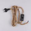 Eu Plug Twisted Hemp Rope Power Cord Retro E27 Lamp Base Socket Cable 1.8 Meters Twine Switch Wire For Wall Lamp Decor