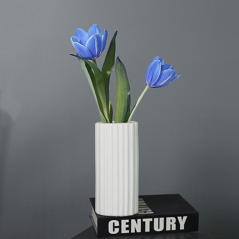 Nordic Style Creative Art Striped Ceramic Vase Porch Living Room Flower Insert Home Decoration Ornament