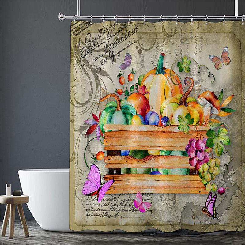 

Halloween Maple Leaves Washable Dirt-Resistant Shower Curtain Shower Head Waterproof Polyester Bath Curtain For Home Decor W60H190(CM)-1 Pcs