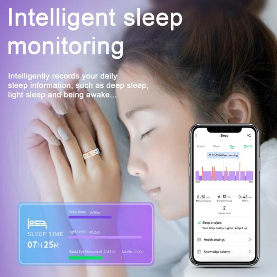 Smart Ring Health Waterproof Universal Bluetooth-compatible Tracker IP68 Sleep Tracking Motion Monitoring Smart